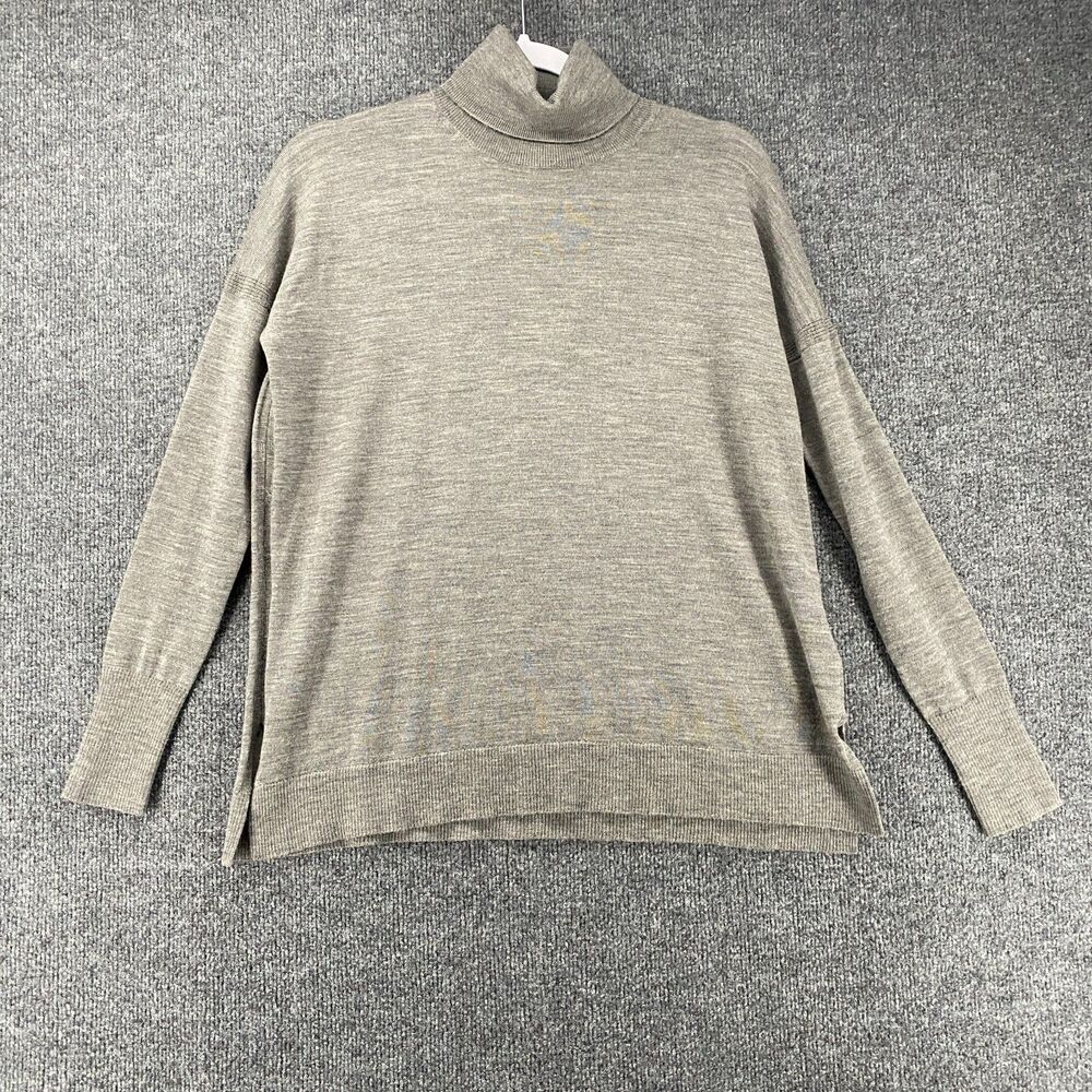 J Crew Sweater Womens XS Gray Merino Wool Turtleneck Old Money Minimalist Casual